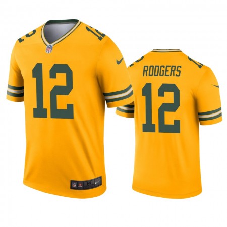 Camiseta Hombre NFL Green Bay Packers Aaron Rodgers 12 Gold Inverted Legend